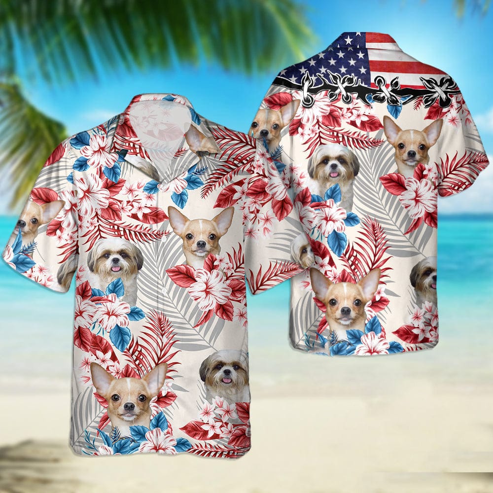 America Flag Hawaiian Shirt, Upload Dog Photo TA29 888382 - GeckoCustom