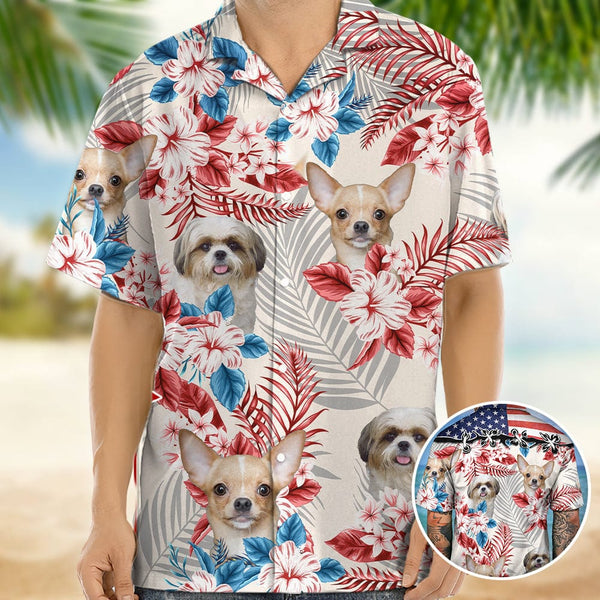 America Flag Hawaiian Shirt, Upload Dog Photo TA29 888382 - GeckoCustom