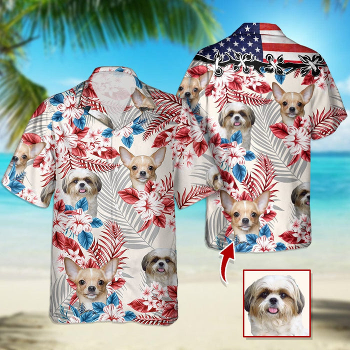 GeckoCustom America Flag Hawaiian Women Shirt, Upload Photo N369 888382