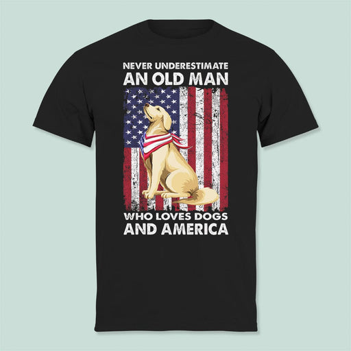 GeckoCustom An Old Man Who Loves Dogs And America TA29 889445 Basic Tee / Black / S