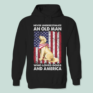 GeckoCustom An Old Man Who Loves Dogs And America TA29 889445 Pullover Hoodie / Black Colour / S