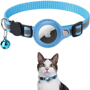 GeckoCustom Anti-Lost Pet Cat Collar For The Apple Airtag Protective Tracker Anti Lost Positioning Collar WaterProof Reflective Pet Collars Blue / Excluding AirTag / China