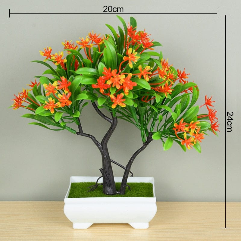 GeckoCustom Artificial Plants Bonsai Small Tree Pot Fake Plant Flowers Potted Ornaments For Home Room Table Decoration Hotel Garden Decor T7