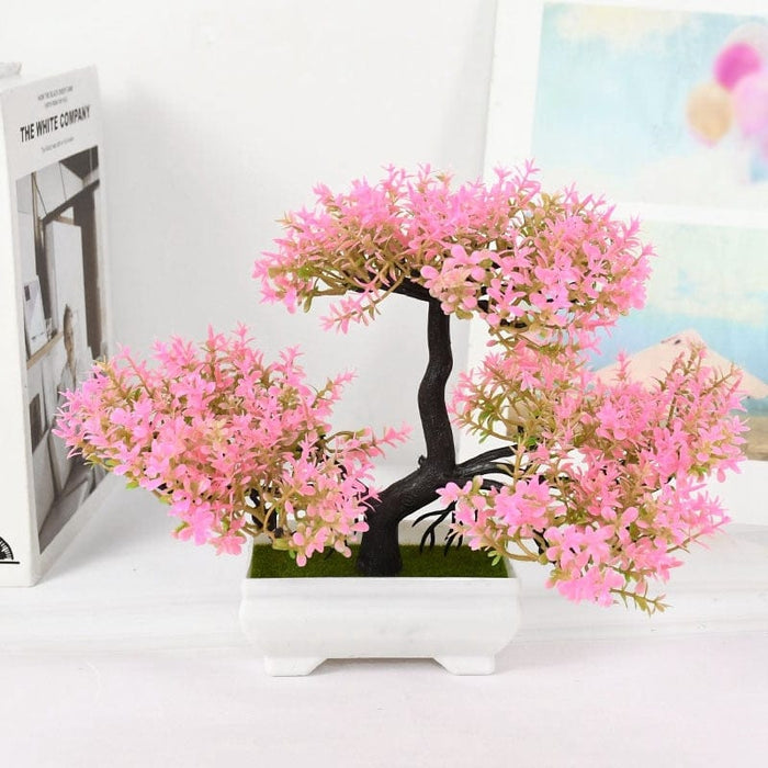 GeckoCustom Artificial Plants Bonsai Small Tree Pot Fake Plant Flowers Potted Ornaments For Home Room Table Decoration Hotel Garden Decor pink