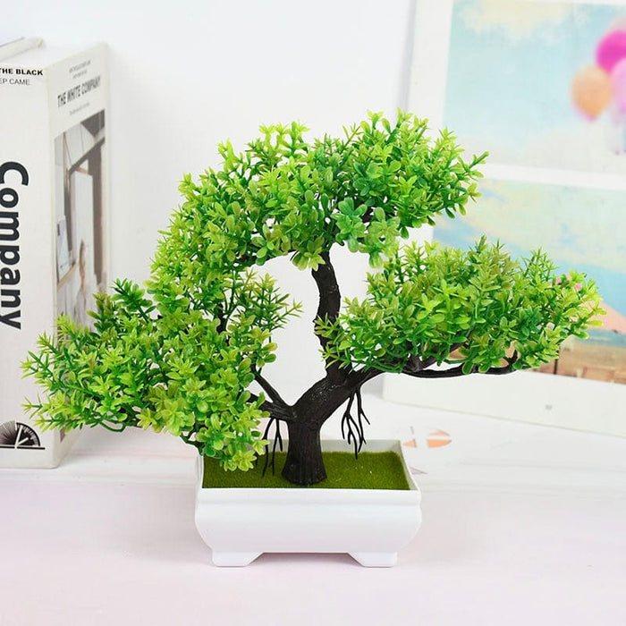 GeckoCustom Artificial Plants Bonsai Small Tree Pot Fake Plant Flowers Potted Ornaments For Home Room Table Decoration Hotel Garden Decor green