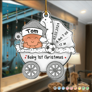 GeckoCustom Baby First Christmas Baby Stroller Acrylic Ornament Personalized Gift HO82 890472