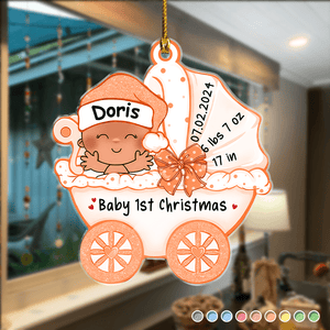 GeckoCustom Baby First Christmas Baby Stroller Acrylic Ornament Personalized Gift HO82 890514