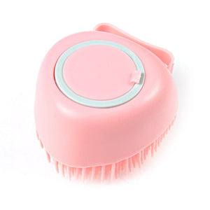 GeckoCustom Bathroom Dog Bath Brush Massage Gloves Soft Safety Silicone Comb with Shampoo Box Pet  Dog Brush Heart-shaped-Pink / CN