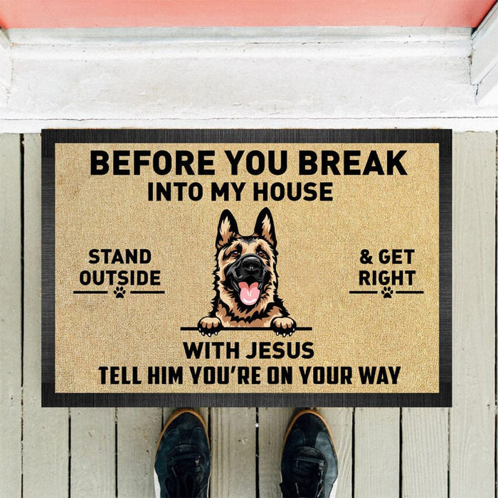 GeckoCustom Before You Break Into My House Dog Doormat, T368 888458