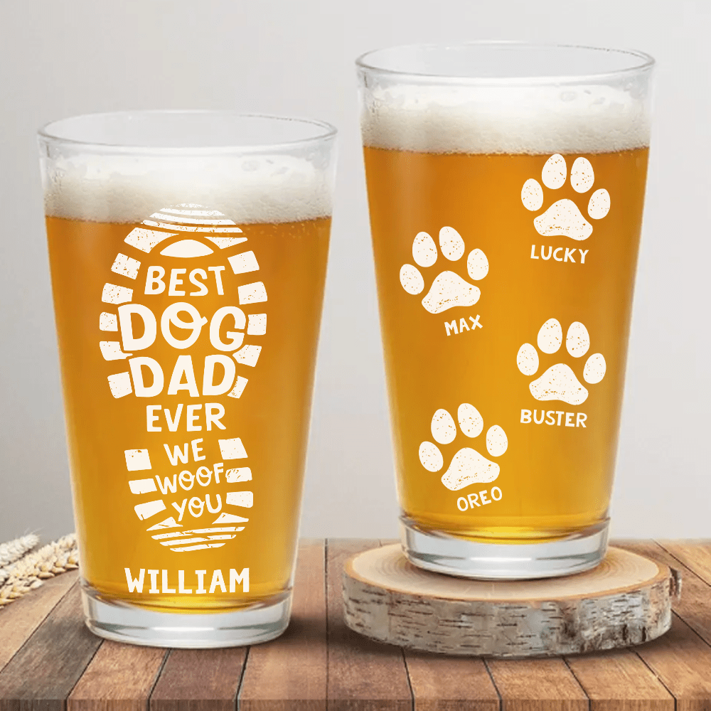 GeckoCustom Best Dog Dad Ever Print Beer Glass Personalized Gift HO82 890536 16oz