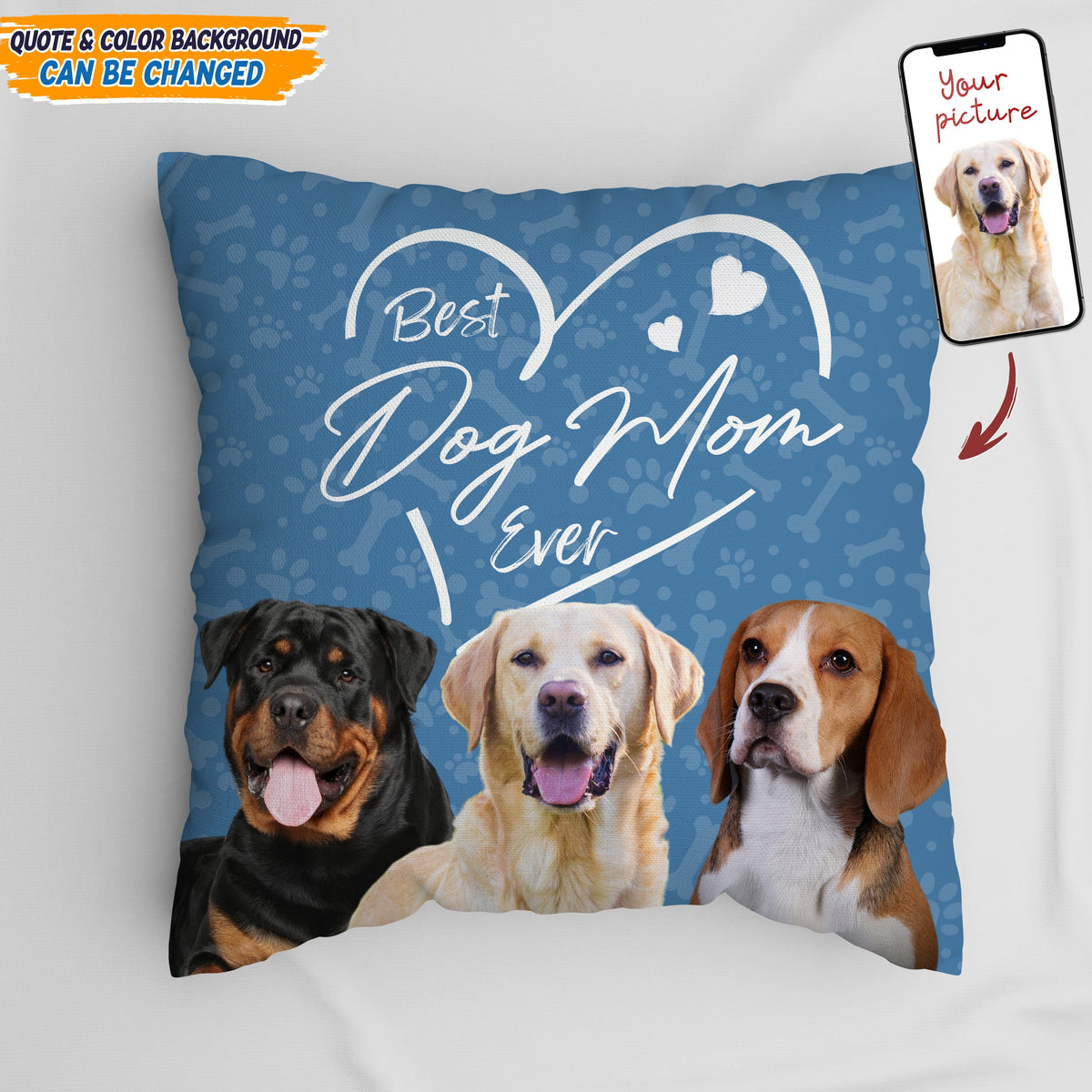 GeckoCustom Best Dog Mom Ever Dog Pillow N304 HN590
