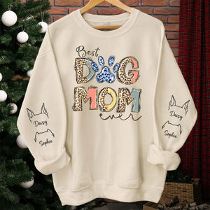 GeckoCustom Best Dog Mom Ever On Sleeve Sweatshirt Personalized Gift N304 890202