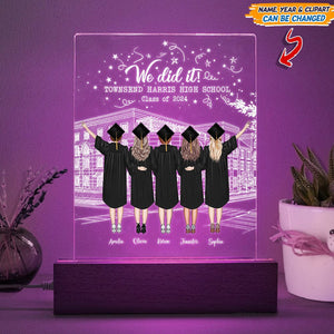 GeckoCustom Best Friend Graduation Gift - We did it! Acrylic Plaque With LED Night Light N304 HN590 Acrylic / 7.9"x4.5"