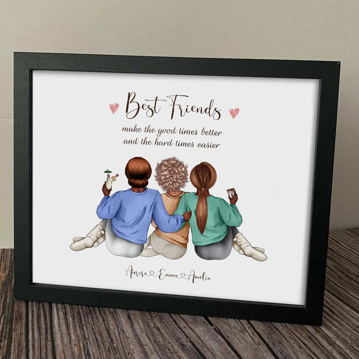 GeckoCustom Best Friends Make The Good Times Better And The Hard Times Easier Family Picture Frame Personalized Gift TA29 890354 10"x8"