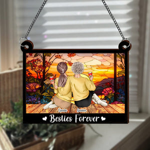 GeckoCustom Besties Forever Christmas Gift For Besties, Sisters Window Hanging Suncatcher Ornament Personalized Gift HO82 893102