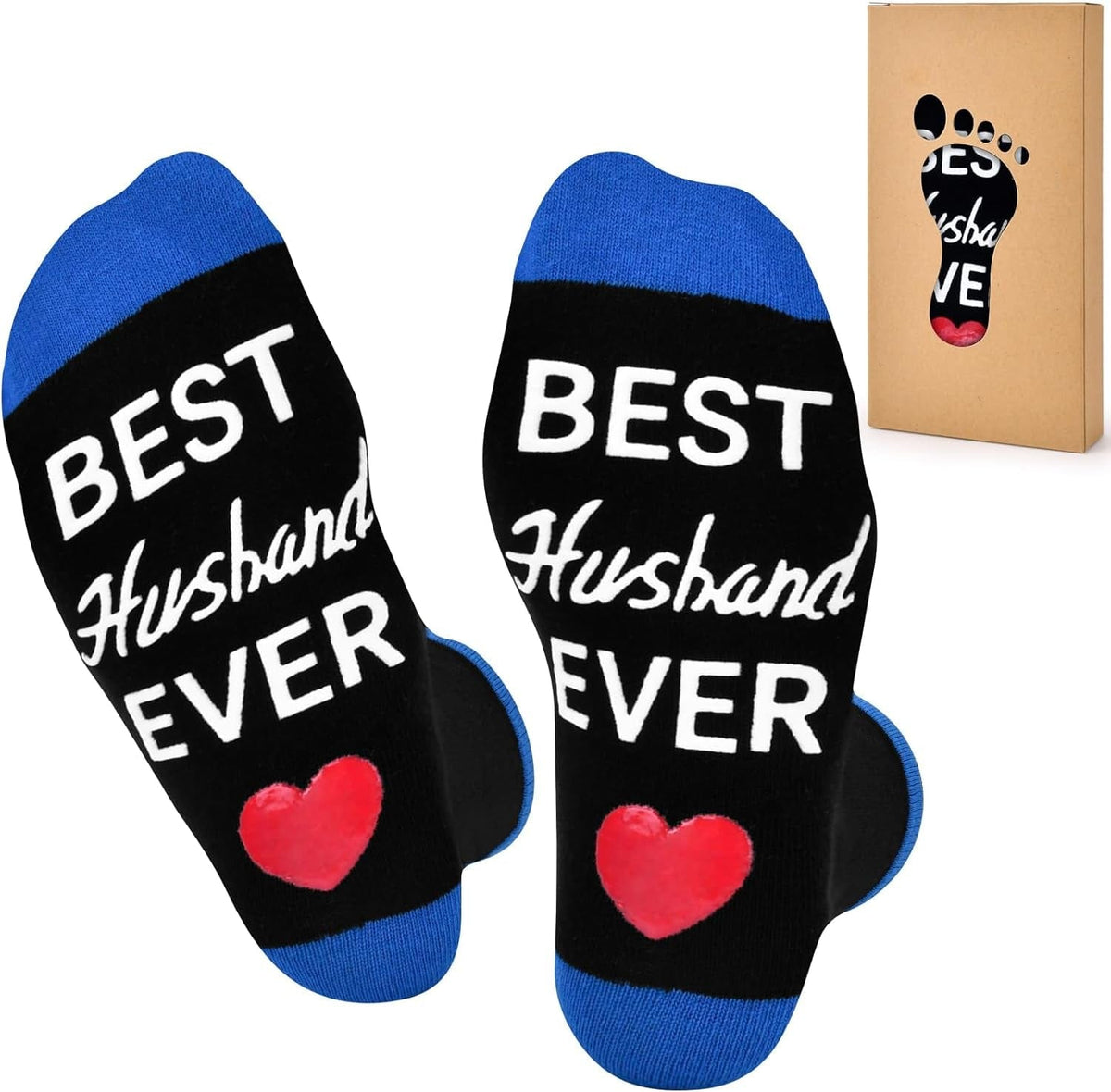 GeckoCustom Birthday Gifts for Dad Fathers Day Dad Gifts from Daughter Son Wife, Mens Gifts Funny Socks Christmas Gifts for Men Black2 / 6-12
