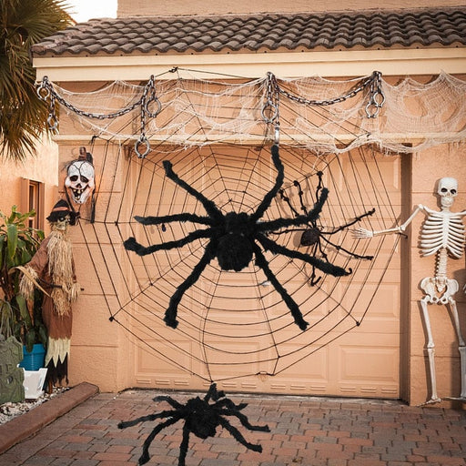 GeckoCustom Black White Halloween Spider Web Giant Stretchy Cobweb For Home Bar Haunted House Scary Props Horror Halloween Party Decorations
