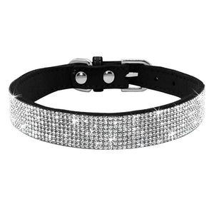 GeckoCustom Bling Rhinestone Dog Cat Collars Leather Pet Puppy Kitten Collar Walk Leash Lead For Small Medium Dogs Cats Chihuahua Pug Yorkie Black / 1