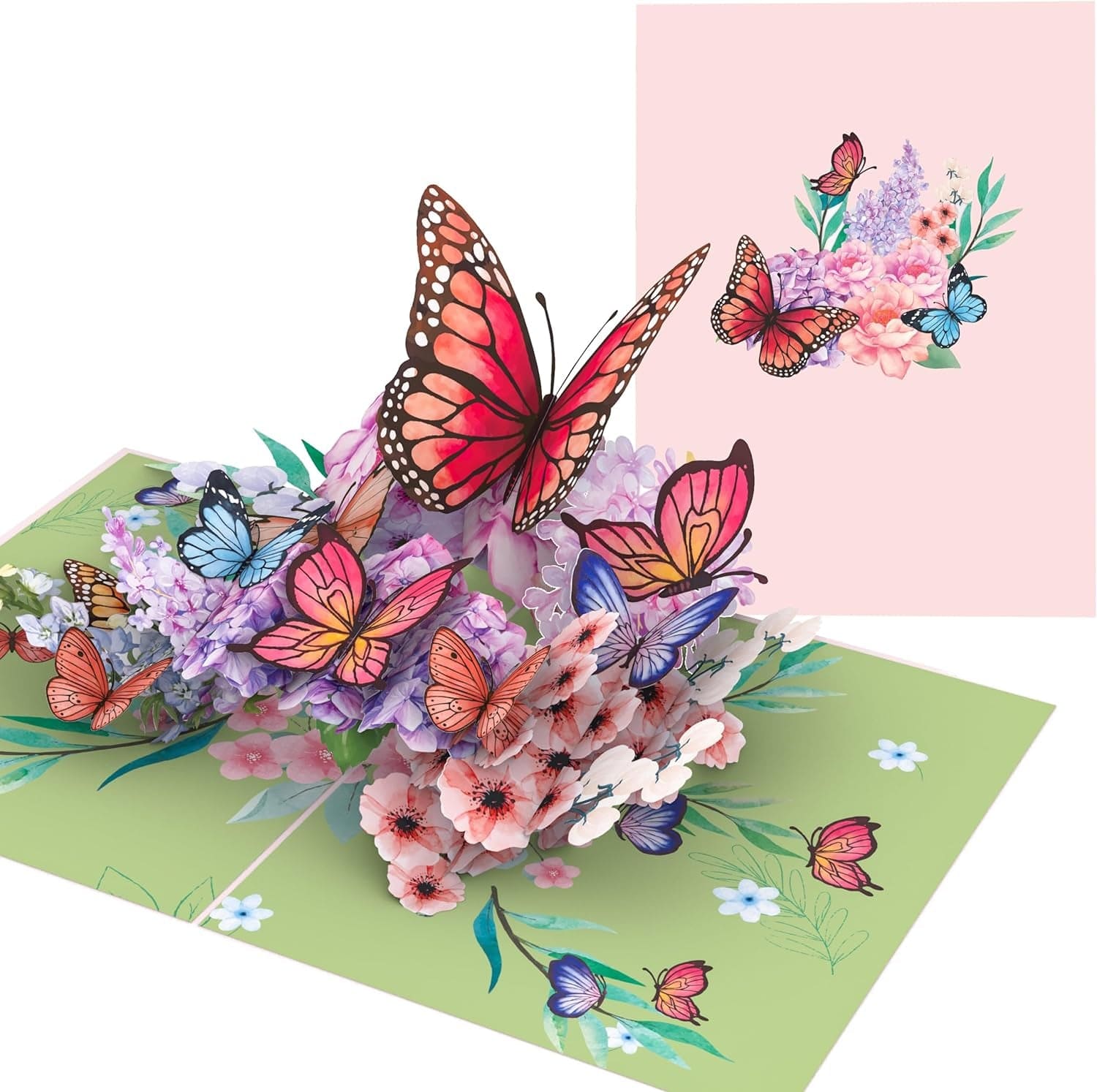 GeckoCustom Butterflies on Flowers Pop up Mother'S Day Card - 3D Anniversary, Valentine'S Day Card, Thank You, Happy Birthday - for Mom, for Wife, for Daughter, for Sister (width x height)  6 x 7.5 inches / Butterflies On Flowers