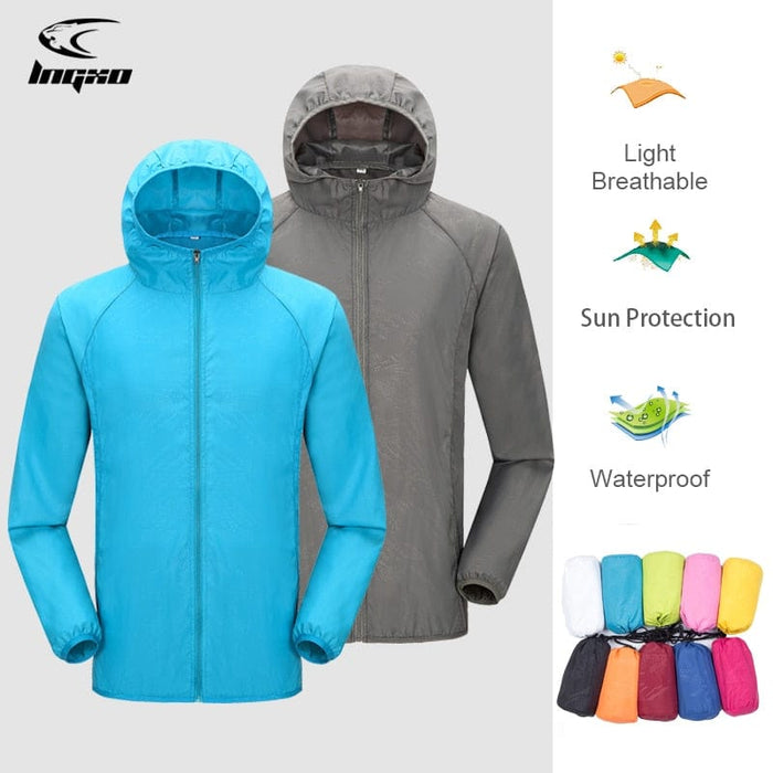 GeckoCustom Camping Rain Jacket Men Women Waterproof Sun Protection Clothing Fishing Hunting Clothes Quick Dry Skin Windbreaker With Pocket
