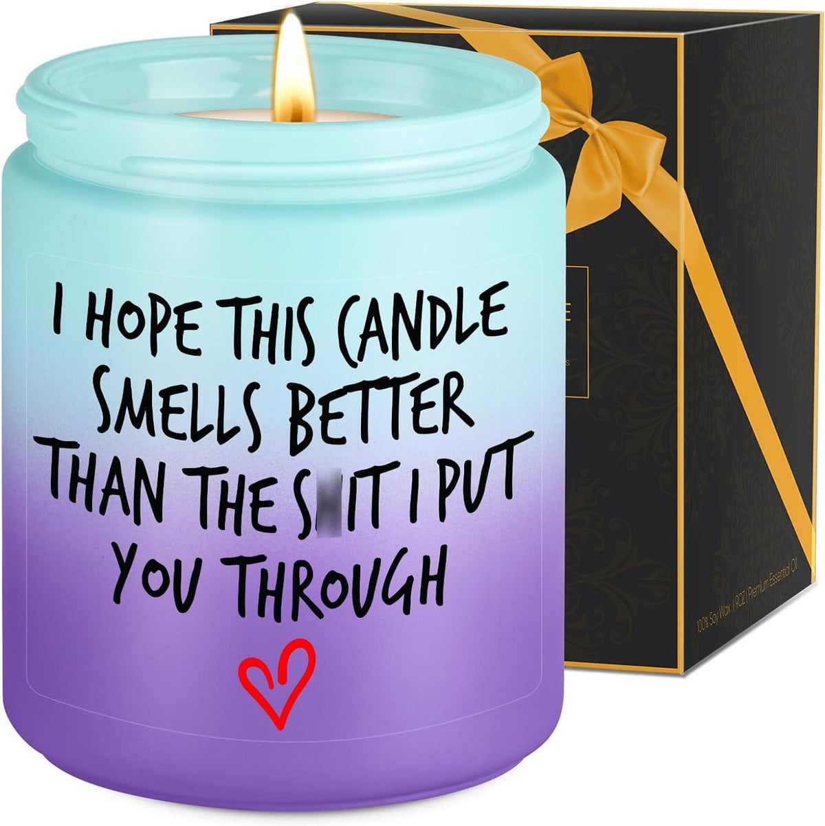 GeckoCustom Candle, I'M Sorry, I Love You Gifts for Her Him, Gifts for Wife, Mom Gifts, Grandma Girlfriend Wife Birthday Gift Idea - Mothers Day Funny Gifts for Women Men Dad Husband Boyfriend Green Purple - Lavender