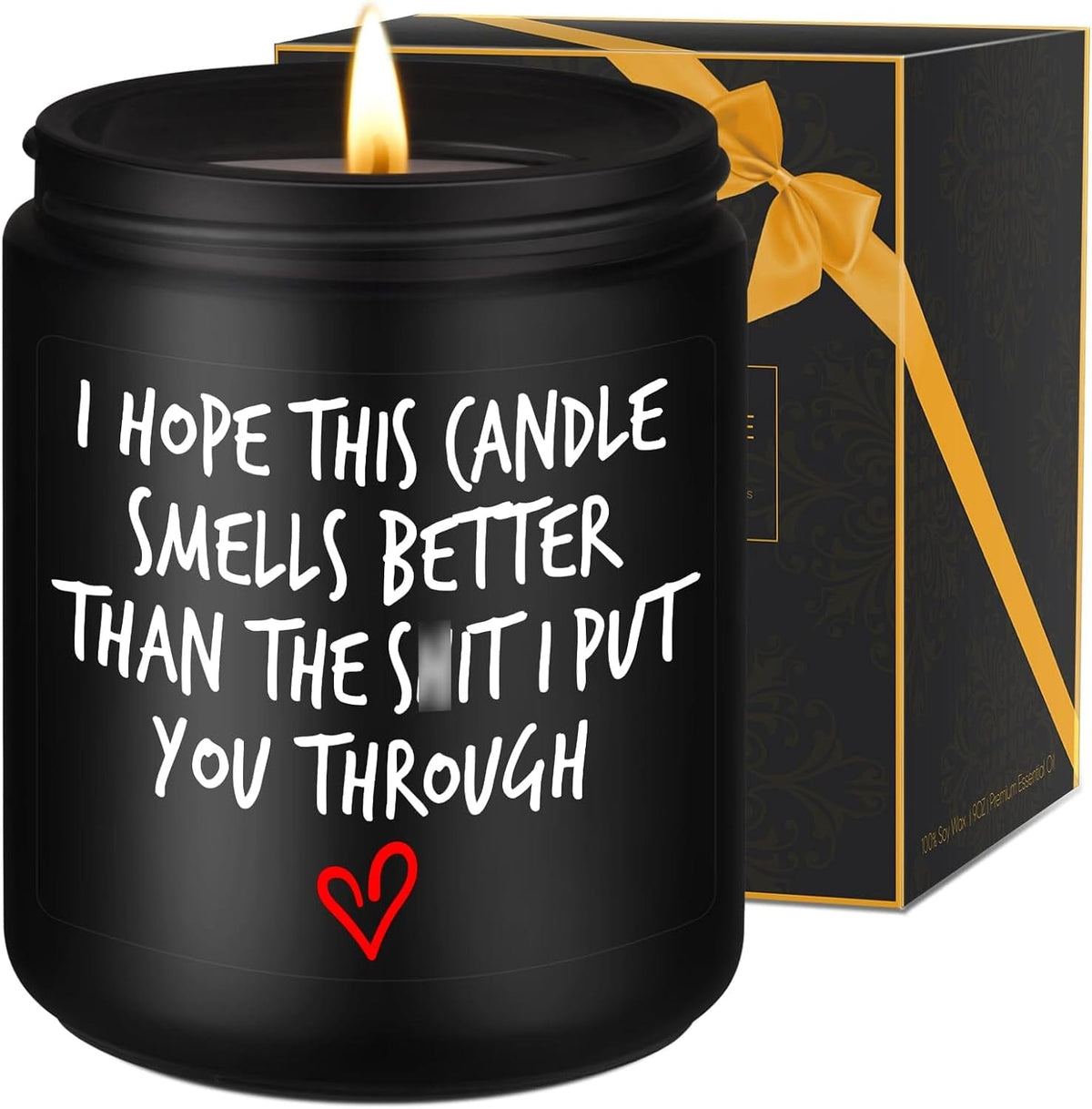 GeckoCustom Candle, I'M Sorry, I Love You Gifts for Her Him, Gifts for Wife, Mom Gifts, Grandma Girlfriend Wife Birthday Gift Idea - Mothers Day Funny Gifts for Women Men Dad Husband Boyfriend Black - Cedar