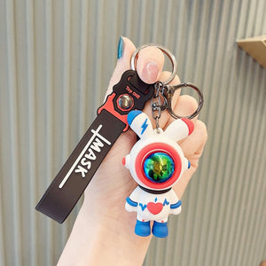 GeckoCustom Cartoon Lightning Bear Keychain Cute Astronaut Bear Doll Keyring Bag Pendant Couple Car Keyholder Creative Bag Charm Accessories Red-Style 07