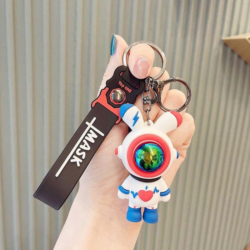 GeckoCustom Cartoon Lightning Bear Keychain Cute Astronaut Bear Doll Keyring Bag Pendant Couple Car Keyholder Creative Bag Charm Accessories