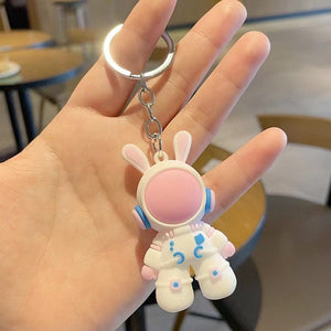 GeckoCustom Cartoon Lightning Bear Keychain Cute Astronaut Bear Doll Keyring Bag Pendant Couple Car Keyholder Creative Bag Charm Accessories Pink-Style 16