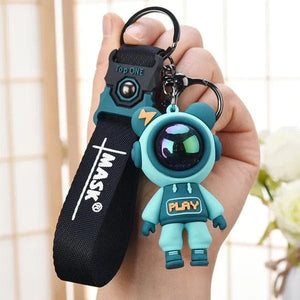 GeckoCustom Cartoon Lightning Bear Keychain Cute Astronaut Bear Doll Keyring Bag Pendant Couple Car Keyholder Creative Bag Charm Accessories Blue-Style 01