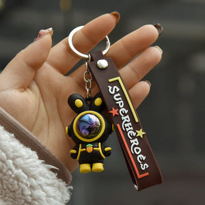 GeckoCustom Cartoon Lightning Bear Keychain Cute Astronaut Bear Doll Keyring Bag Pendant Couple Car Keyholder Creative Bag Charm Accessories champagne