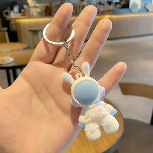 GeckoCustom Cartoon Lightning Bear Keychain Cute Astronaut Bear Doll Keyring Bag Pendant Couple Car Keyholder Creative Bag Charm Accessories Blue-Style 17