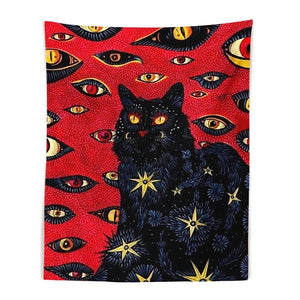 GeckoCustom Cat Coven Tapestry Printed Witchcraft Hippie Wall Hanging Bohemian Wall Tapestry Mandala Wall Art Aesthetic Room Decor Decor 95X73CM / 1