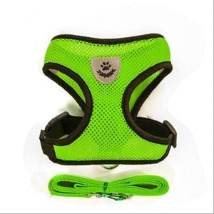 GeckoCustom Cat Dog Harness with Lead Leash Adjustable Vest Polyester Mesh Breathable Harnesses Reflective sti for Small Dog Cat accessories Green / S