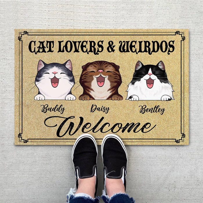GeckoCustom Cat Lovers & Weirdos Welcome Cats Doormat N304 HN590