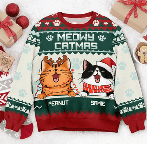 GeckoCustom Cat Meowy Catmas Cats All-Over-Print Ugly Sweater HO82 891717