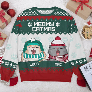 GeckoCustom Cat Meowy Catmas Cats All-Over-Print Ugly Sweater HO82 893144