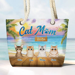 GeckoCustom Cat Mom For Cat Lovers Personalized Gift Beach Bag N304 889496