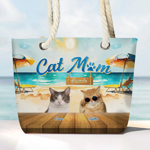 GeckoCustom Cat Mom For Cat Lovers Personalized Gift Beach Bag N304 889496