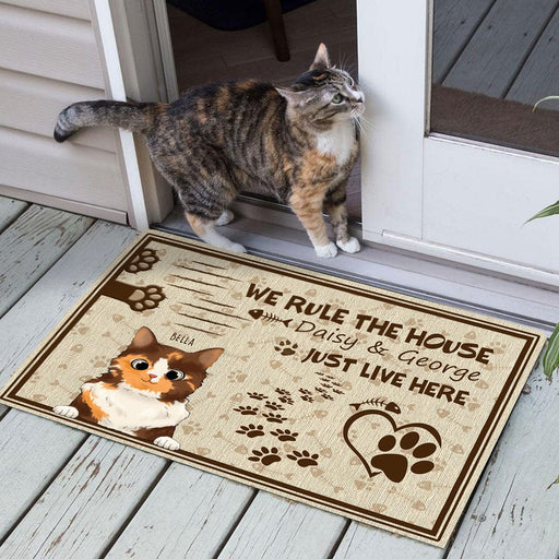 GeckoCustom Cats Make The Rule In This House Doormat Personalized Gift N304 889698
