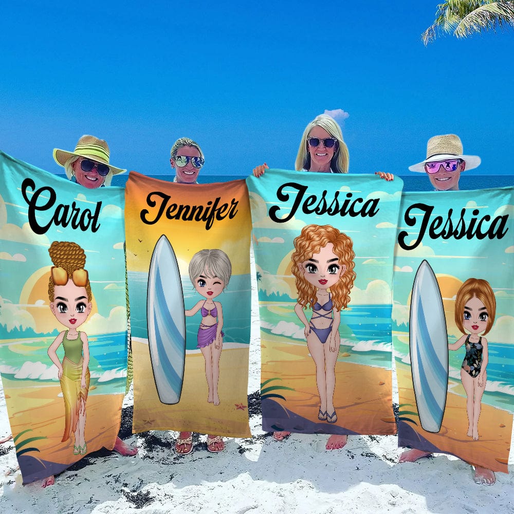 GeckoCustom Chibi Lady Beach Towel Personalized Gift TA29 890235 30"x60"