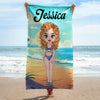 GeckoCustom Chibi Lady Beach Towel Personalized Gift TA29 890235 30"x60"