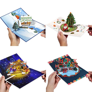 GeckoCustom Christmas Card Pop Up 3D Greeting Card New Year