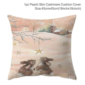 GeckoCustom Christmas Cushion Cover 45*45 Pillowcase Sofa Cushion Pillow Cases Cotton Pillow Covers Home Decoration 2023 Xmas Decor for Home 29