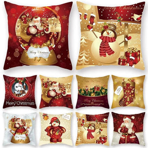 GeckoCustom Christmas Cushion Cover Merry Christmas Decorations for Home 2023 Christmas Ornament Navidad Noel Xmas Gifts Happy New Year 2024