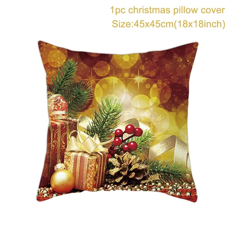 GeckoCustom Christmas Cushion Cover Merry Christmas Decorations for Home 2023 Christmas Ornament Navidad Noel Xmas Gifts Happy New Year 2024 style 1 / 45 x 45