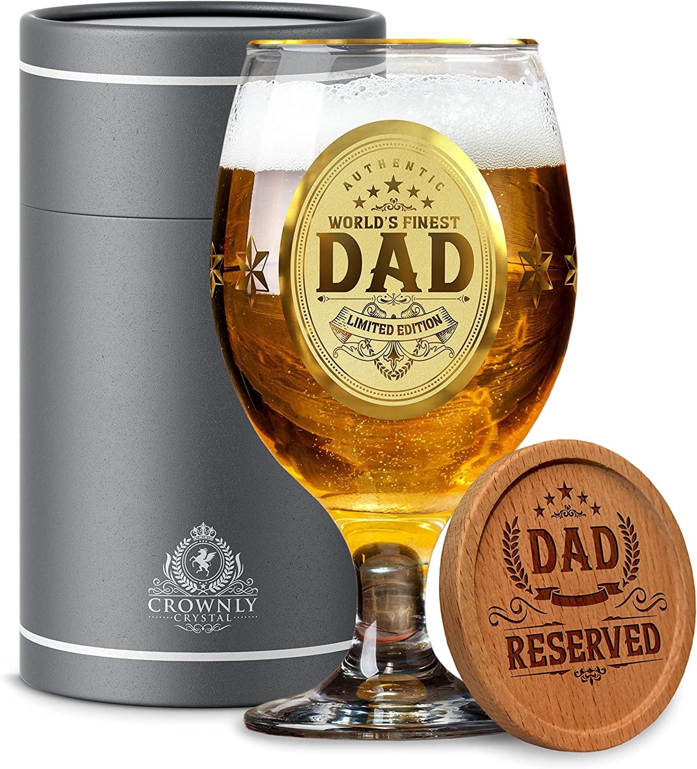 GeckoCustom ® Christmas Gifts for Dad Personalized Beer Glass Birthday Gifts for Dad Gifts from Daughter Birthday Gifts for Dad from Son Dad Glasses Best Dad Gifts for Christmas Gifts for Men Dad Glass