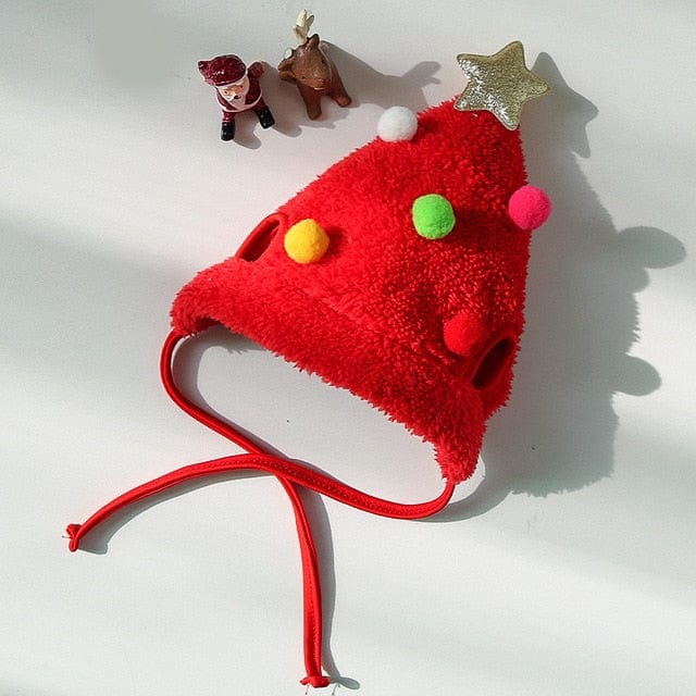 GeckoCustom Christmas Pet Hat Cute Antlers Saliva Towel for Dog Cat Dress Up Supplies Lovely Design Autumn and Winter Clothes Pet Accessory Red hat / S