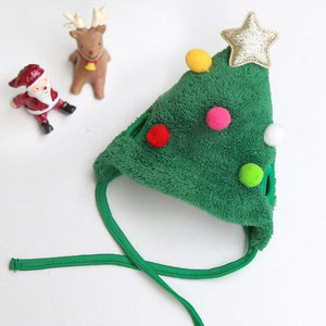 GeckoCustom Christmas Pet Hat Cute Antlers Saliva Towel for Dog Cat Dress Up Supplies Lovely Design  Autumn and Winter Clothes Pet Accessory Green hat / S