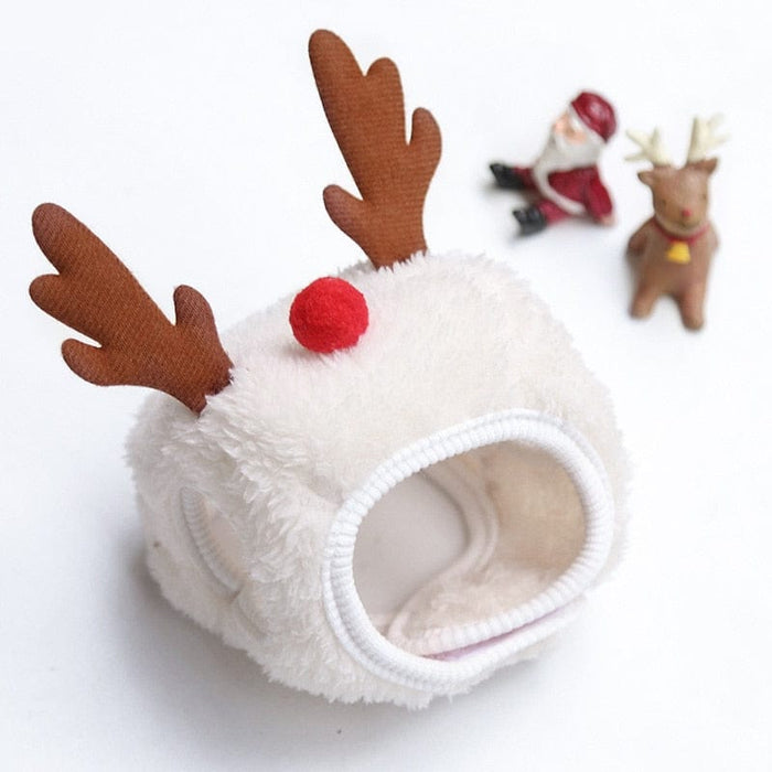 GeckoCustom Christmas Pet Hat Cute Antlers Saliva Towel for Dog Cat Dress Up Supplies Lovely Design Autumn and Winter Clothes Pet Accessory